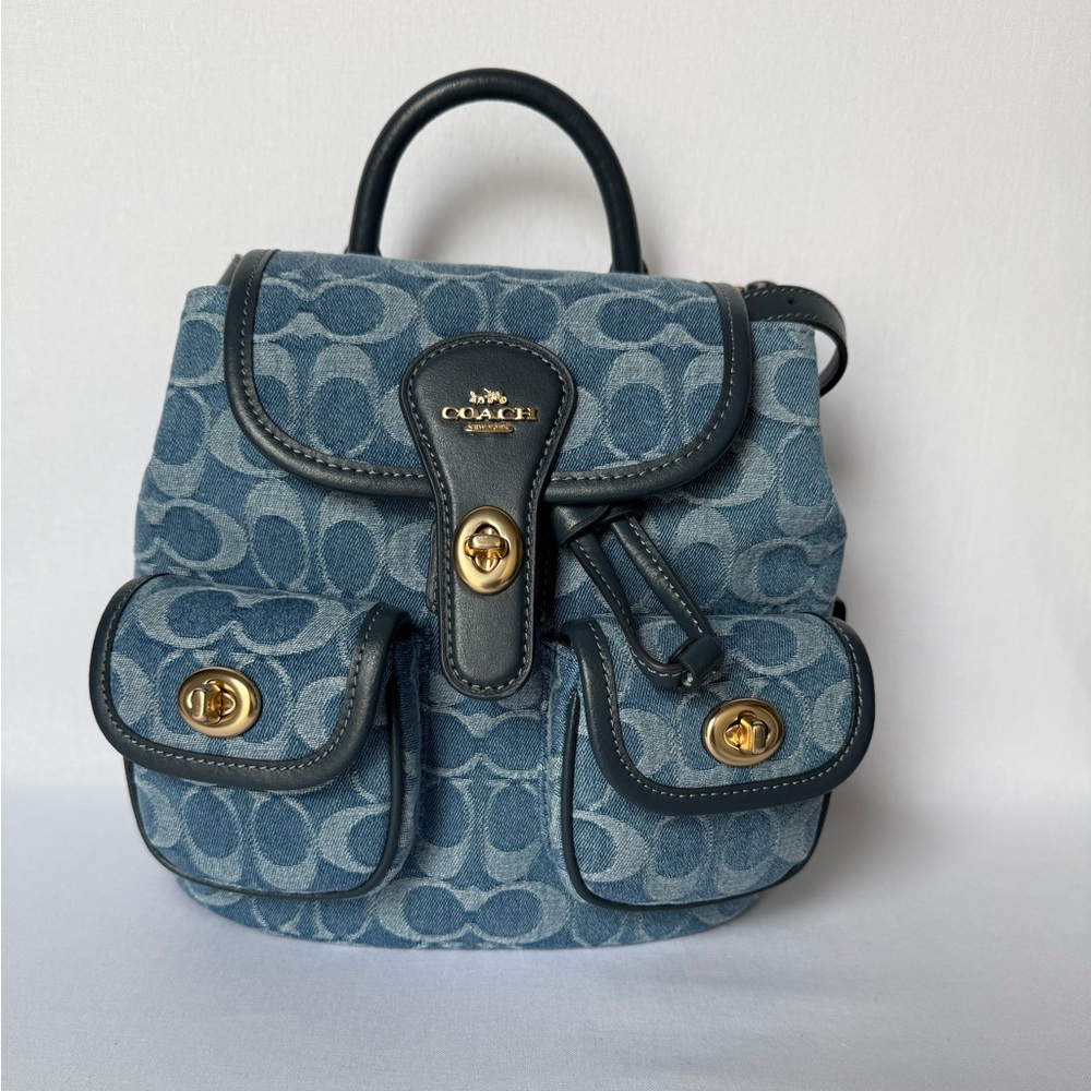 NWT Coach Hadley Backpack Signature blue Denim  /Gold hardware CDB95 - Picture 4 of 14